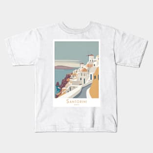Vintage Retro Minimal Santorini Serenity Kids T-Shirt